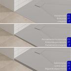 BOREAL - Piatto doccia grigio antiscivolo, resistente, durevole e facile da pulire - Incl. sifone