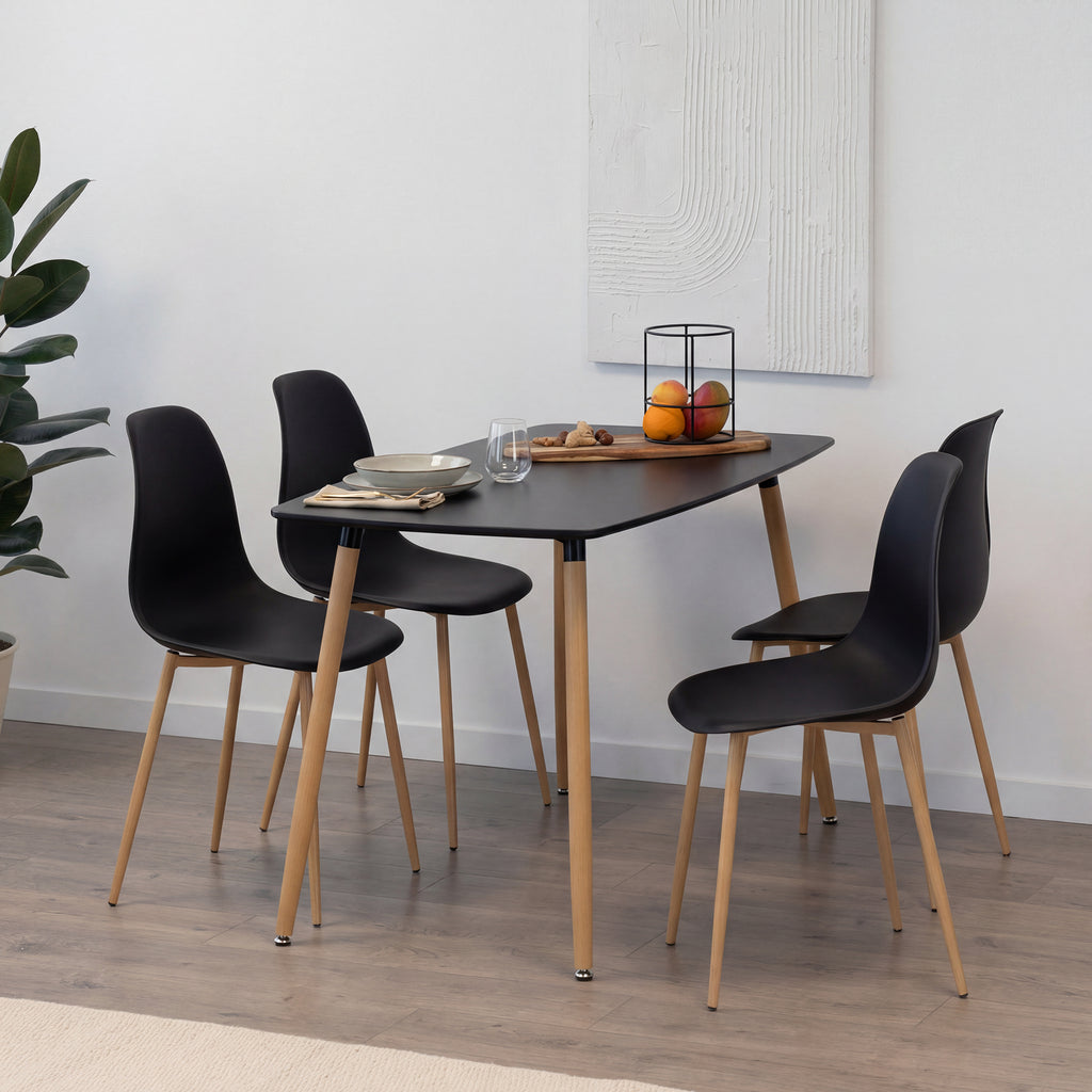 Conjunto de mesa e cadeiras Felicia Hemans, estrutura metálica efeito madeira