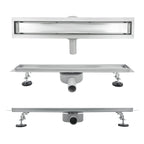 Scarico Doccia Lineare INOX - Copertura Argentata, Filtro e Sifone 360º - Modello B1