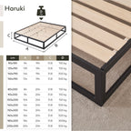 HARUKI - Letto con struttura metallica e doghe in legno naturale, spazio contenitivo di 31,8 cm - Nero o Bianco