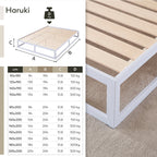 HARUKI - Letto con struttura metallica e doghe in legno naturale, spazio contenitivo di 31,8 cm - Nero o Bianco