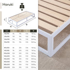 HARUKI - Letto con struttura metallica e doghe in legno naturale, spazio contenitivo di 31,8 cm - Nero o Bianco
