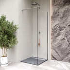 HIEMAL - Piatto doccia grigio antiscivolo, resistente e durevole - Incl. sifone e griglia inox