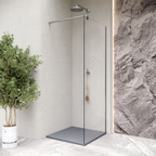 HIEMAL - Piatto doccia grigio antiscivolo, resistente e durevole - Incl. sifone e griglia inox