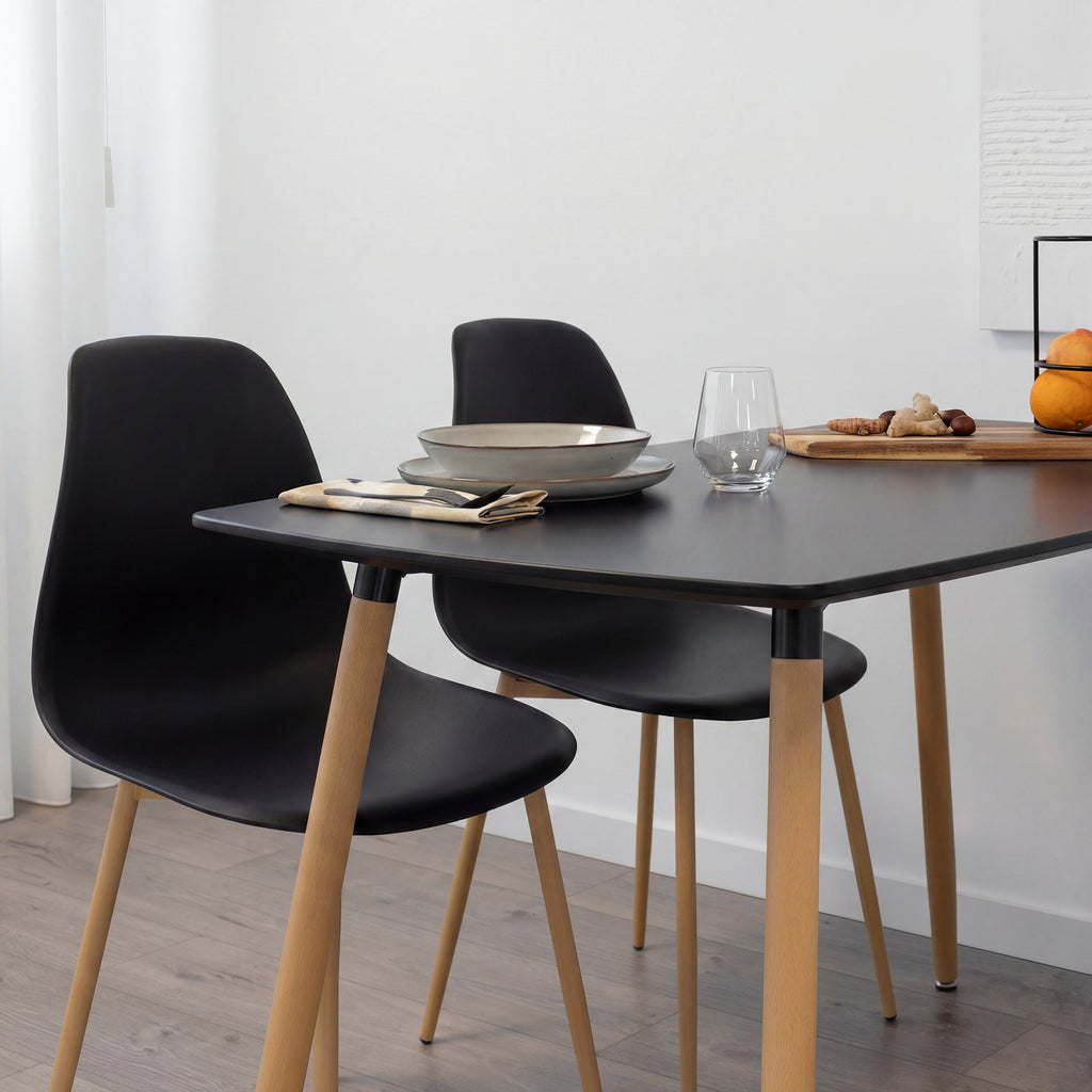 Conjunto de mesa e cadeiras Felicia Hemans, estrutura metálica efeito madeira