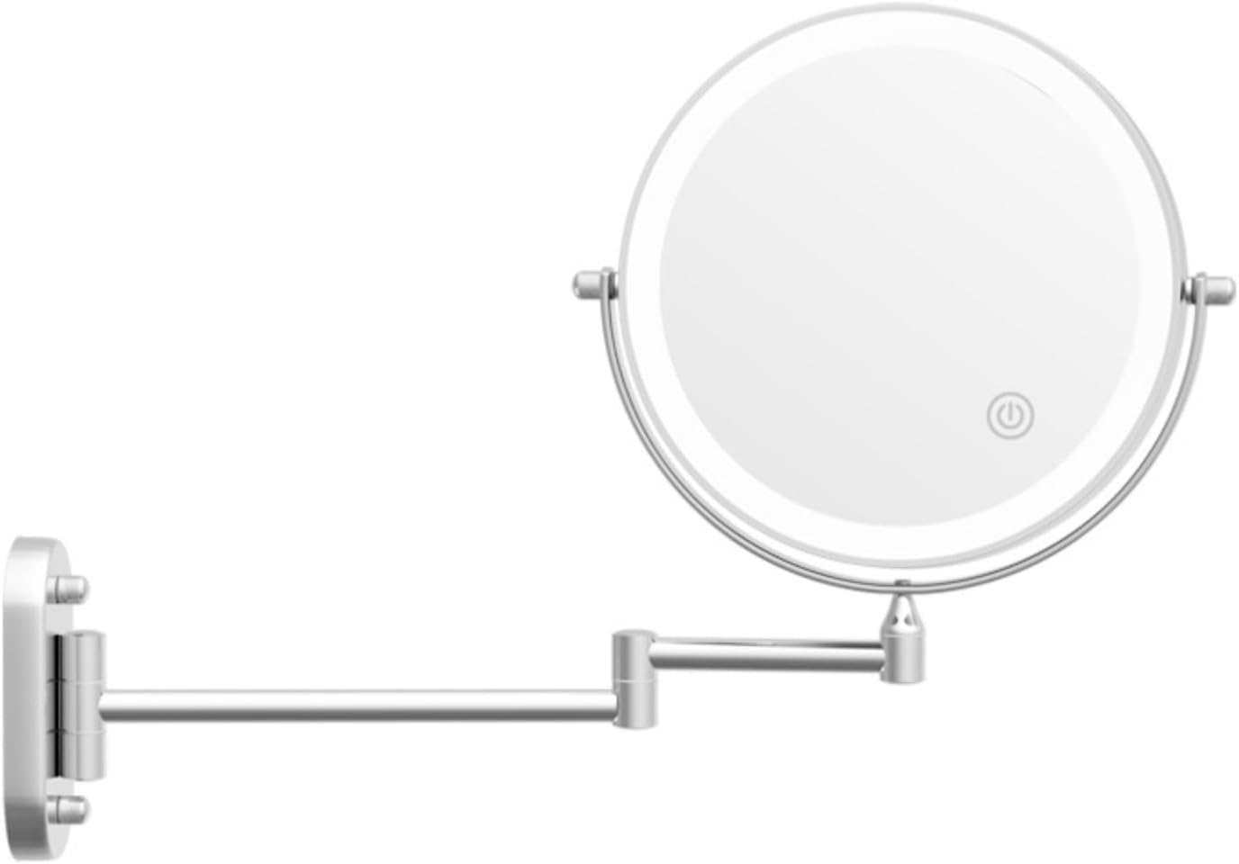 Specchio da barba/trucco ricaricabile con LED, ingrandimento 5X, rotazione 360º