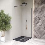 LUMIA - Piatto doccia nero antiscivolo, resistente e durevole - Incl. sifone e griglia inox