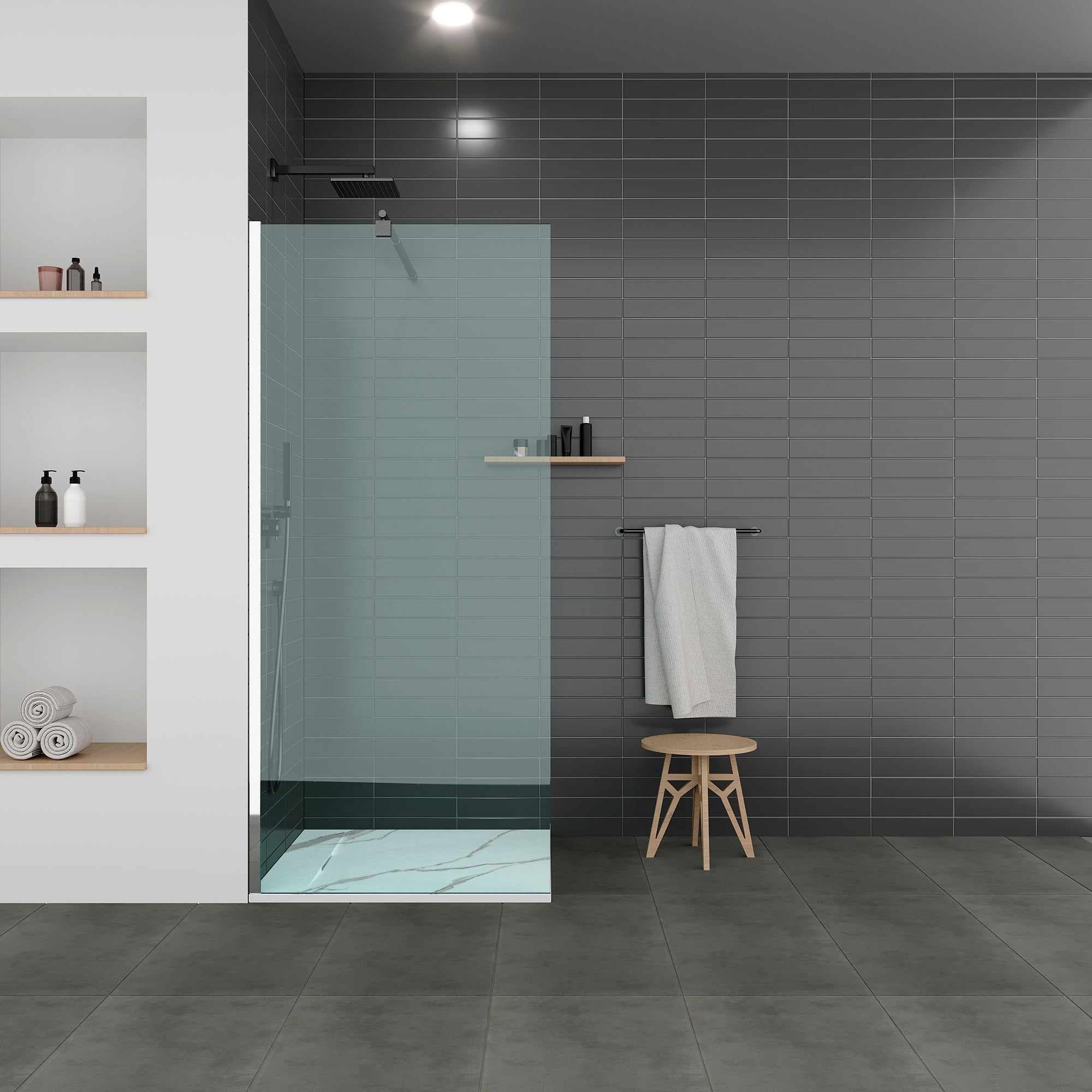 POLAR - Piatto doccia Carrara antiscivolo, resistente, durevole e facile da pulire - Incl. sifone