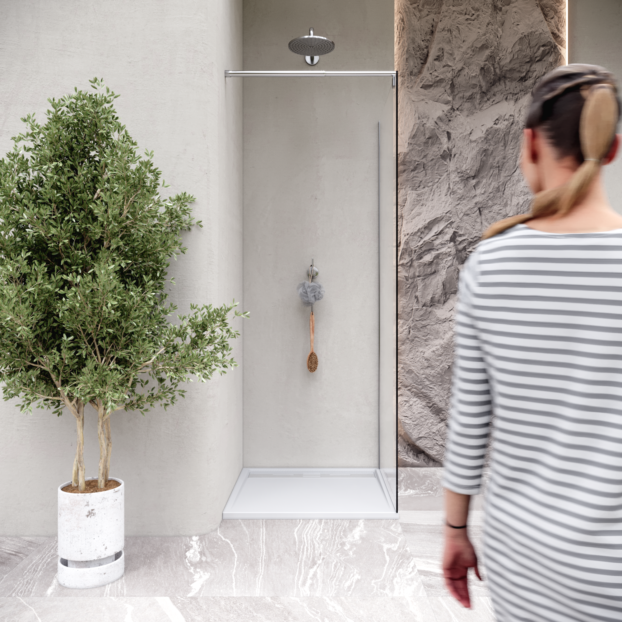 HIEMAL - Piatto doccia bianco antiscivolo, resistente e durevole - Incl. sifone e griglia inox