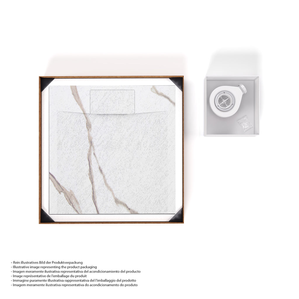 POLAR - Piatto doccia Carrara antiscivolo, resistente, durevole e facile da pulire - Incl. sifone