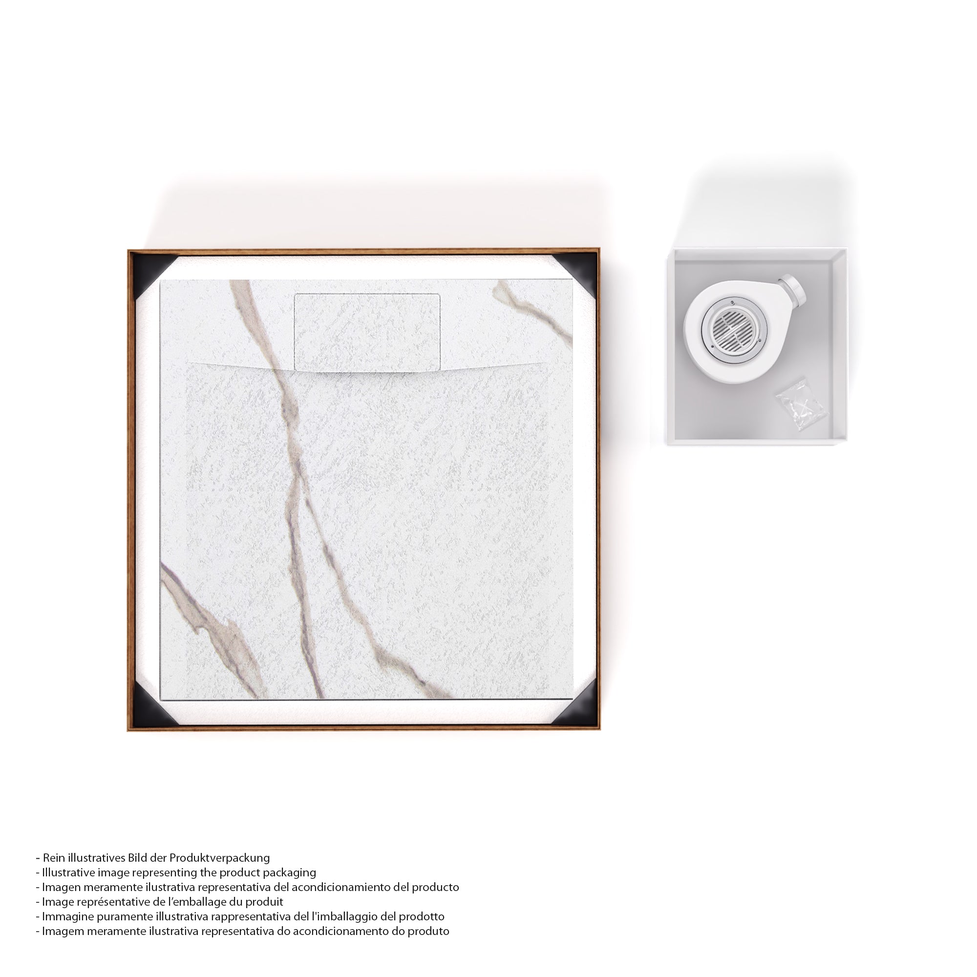 POLAR - Piatto doccia Carrara antiscivolo, resistente, durevole e facile da pulire - Incl. sifone