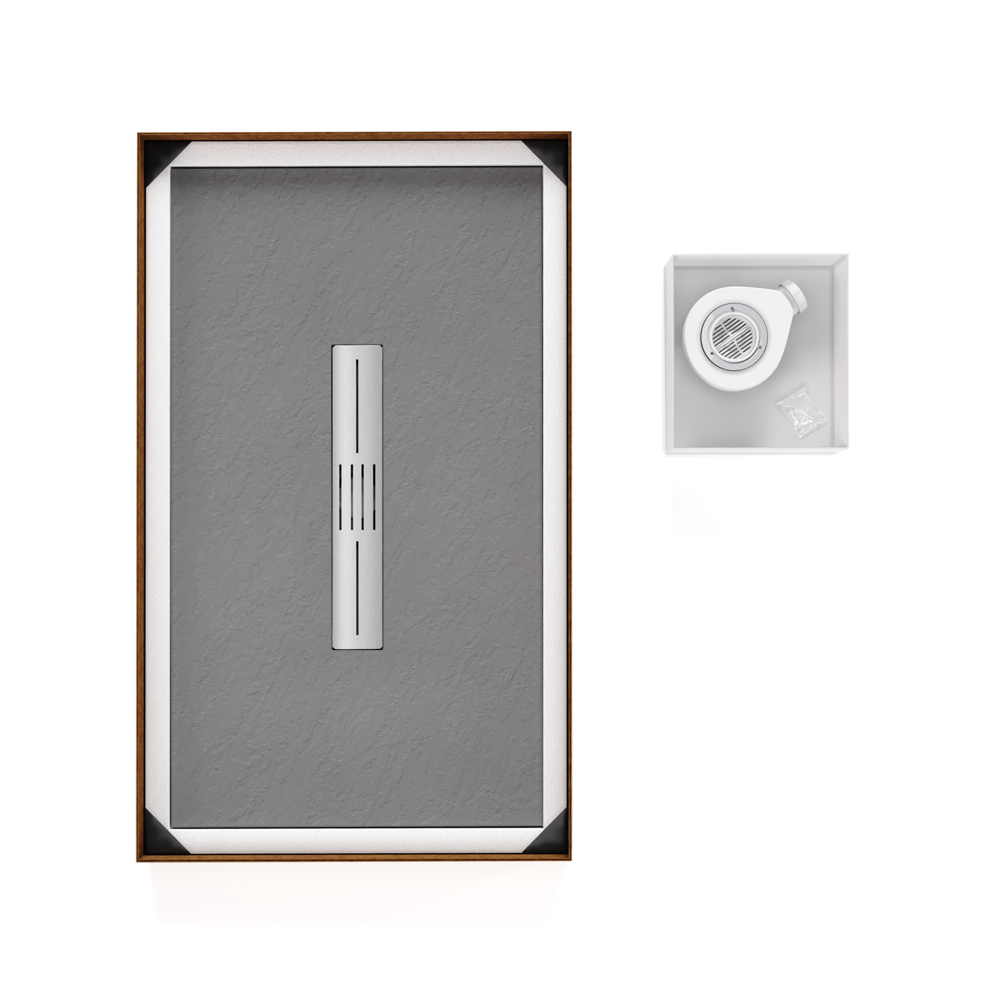 LUMIA - Piatto doccia grigio antiscivolo, resistente e durevole - Incl. sifone e griglia inox