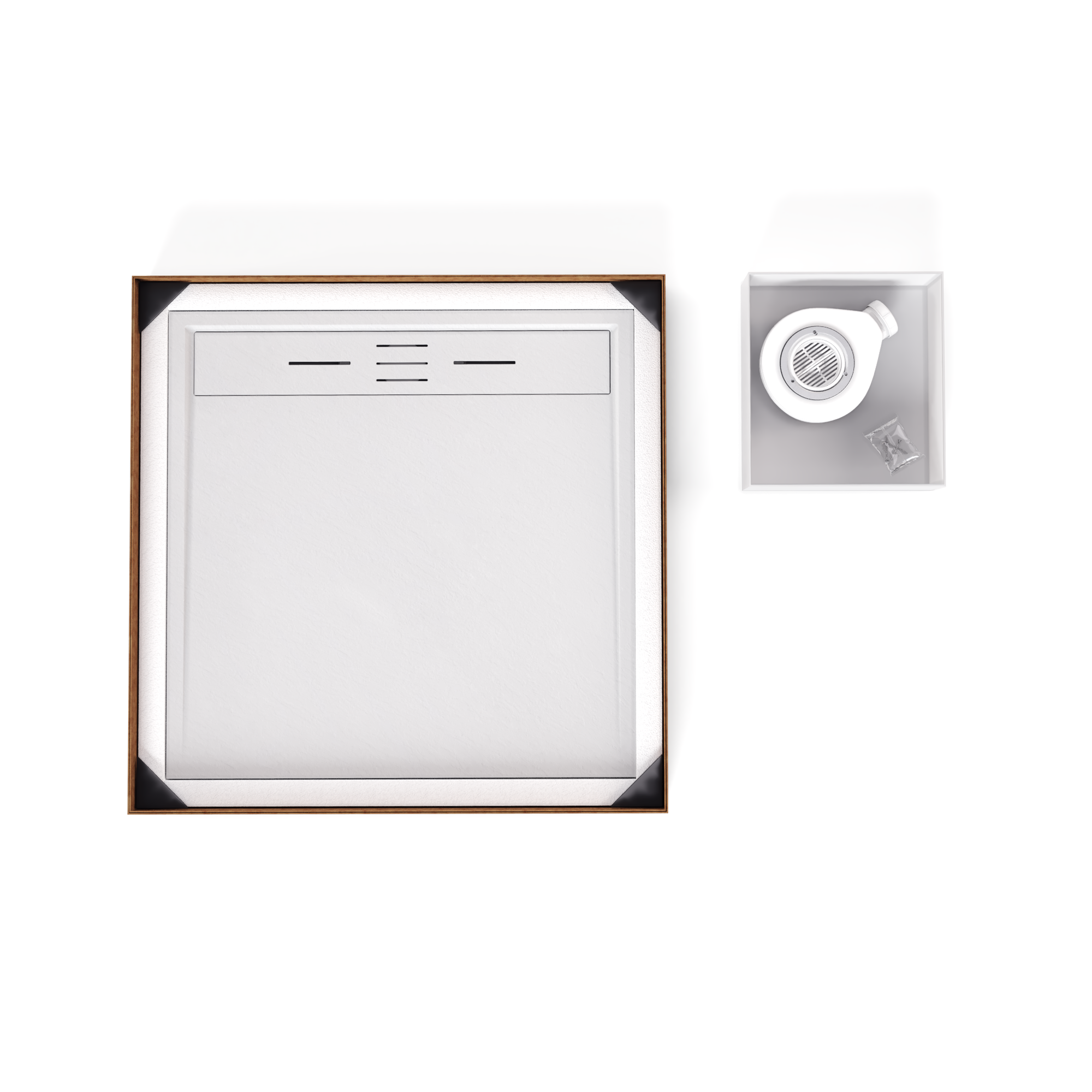 HIEMAL - Piatto doccia bianco antiscivolo, resistente e durevole - Incl. sifone e griglia inox