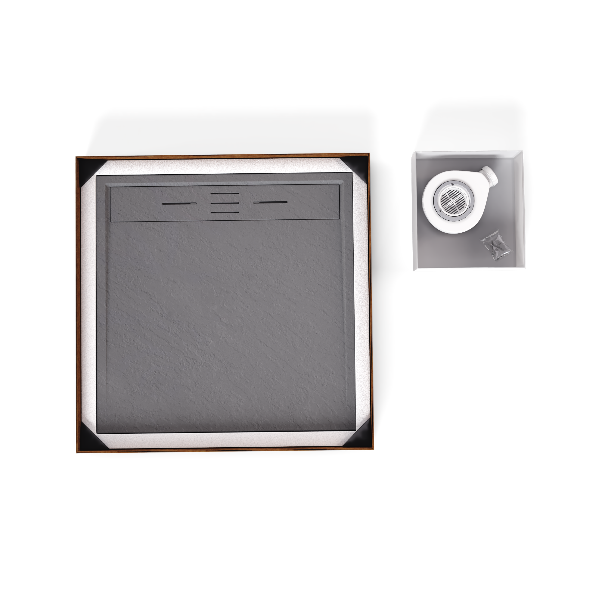 HIEMAL - Piatto doccia grigio antiscivolo, resistente e durevole - Incl. sifone e griglia inox