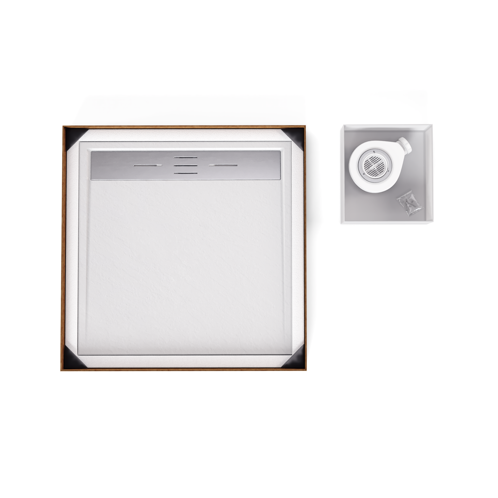 HIEMAL - Piatto doccia bianco antiscivolo, resistente e durevole - Incl. sifone e griglia inox