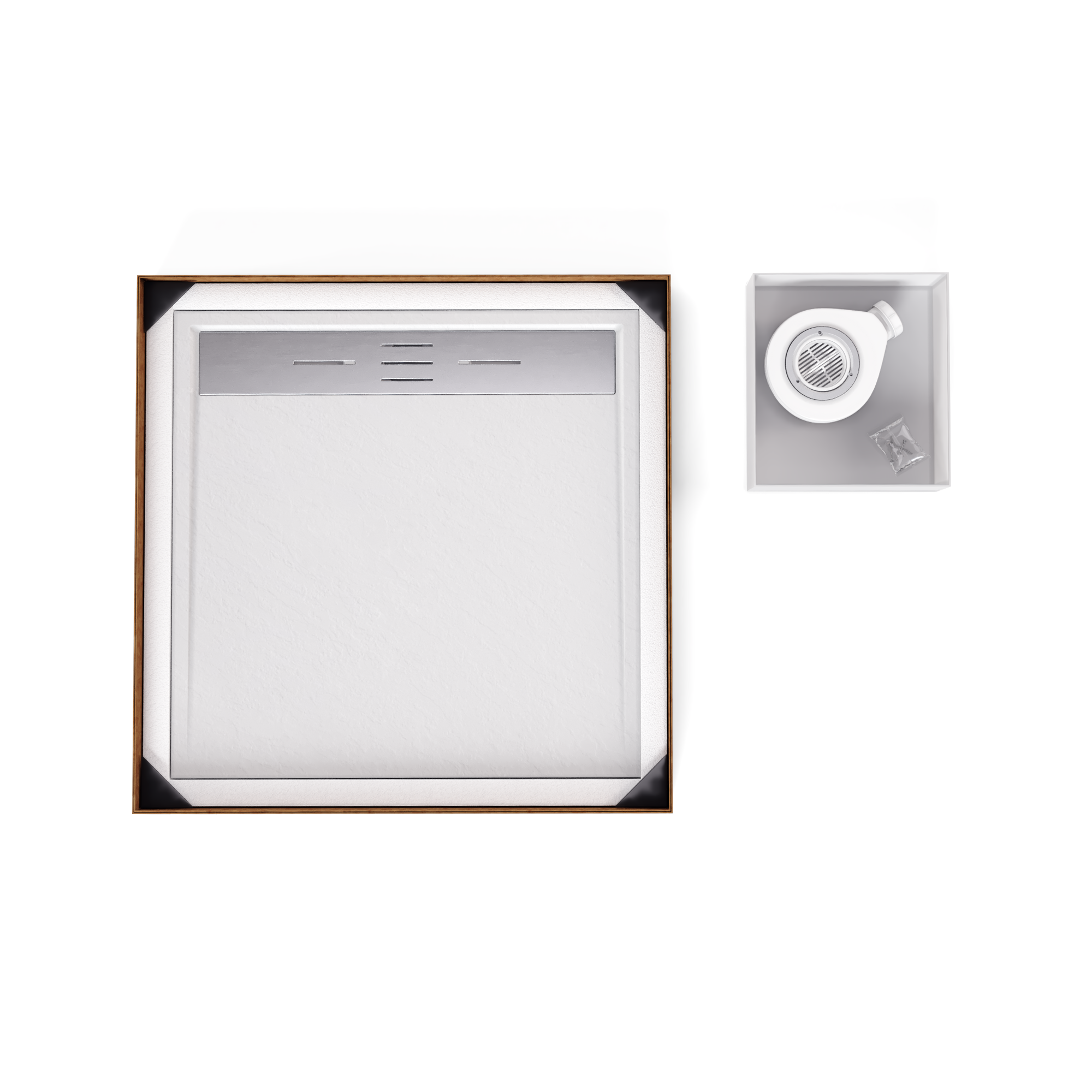 HIEMAL - Piatto doccia bianco antiscivolo, resistente e durevole - Incl. sifone e griglia inox