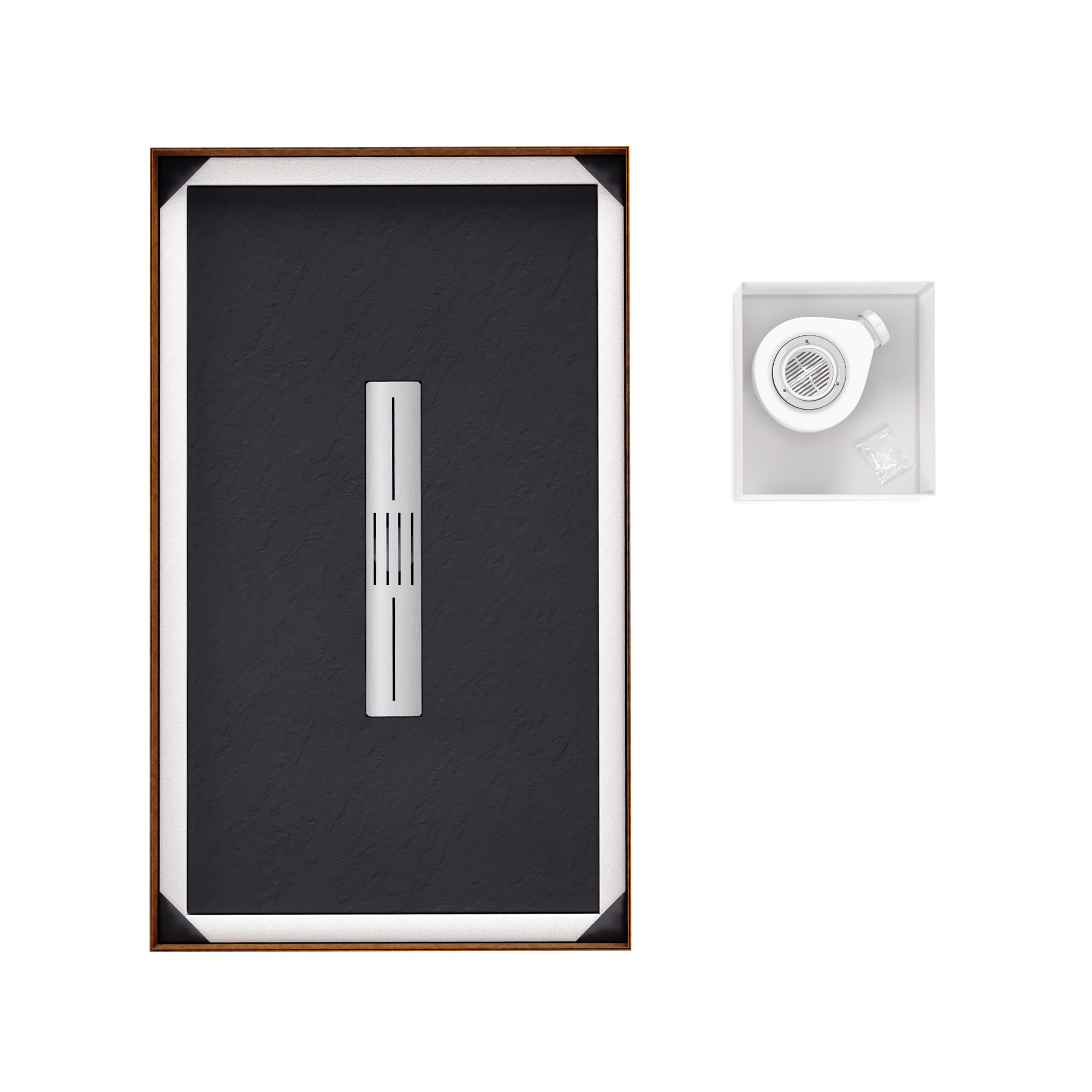 LUMIA - Piatto doccia nero antiscivolo, resistente e durevole - Incl. sifone e griglia inox