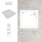 SHIMMER - Plato de ducha blanco Smooth acrílico, textura lisa, extraplano 5 cm, sifón y válvula incluidos