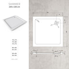 SHIMMER - Piatto doccia bianco Stone acrilico, texture pietra, ultrasottile 5 cm, sifone e valvola inclusi