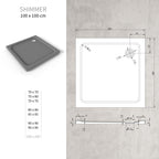 SHIMMER - Piatto doccia grigio Stone acrilico, texture pietra, ultrasottile 5 cm, sifone e valvola inclusi