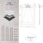 POLAR - Piatto doccia grigio antiscivolo, resistente, durevole e facile da pulire - Incl. sifone