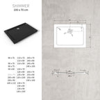 SHIMMER - Piatto doccia nero Smooth acrilico, texture liscia, ultrasottile 5 cm, sifone e valvola inclusi