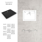 SHIMMER - Piatto doccia nero Smooth acrilico, texture liscia, ultrasottile 5 cm, sifone e valvola inclusi