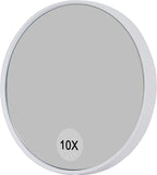 Specchio da trucco con ingrandimento 5X e 10X, specchio portatile rotondo 9x9 cm, senza luce, con 2 ventose, bianco
