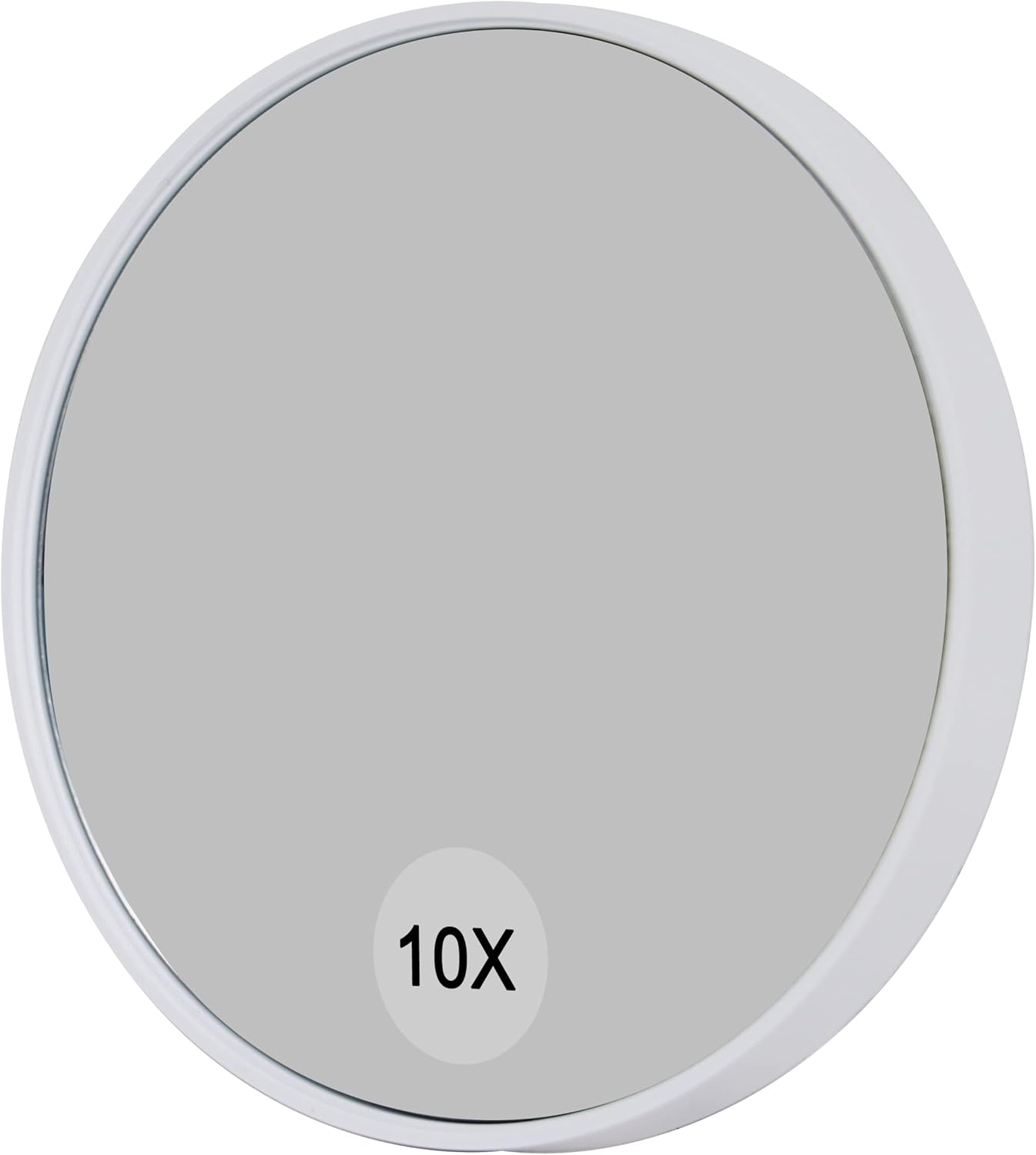 Specchio da trucco con ingrandimento 5X e 10X, specchio portatile rotondo 9x9 cm, senza luce, con 2 ventose, bianco