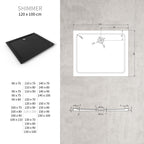 SHIMMER - Piatto doccia nero Smooth acrilico, texture liscia, ultrasottile 5 cm, sifone e valvola inclusi