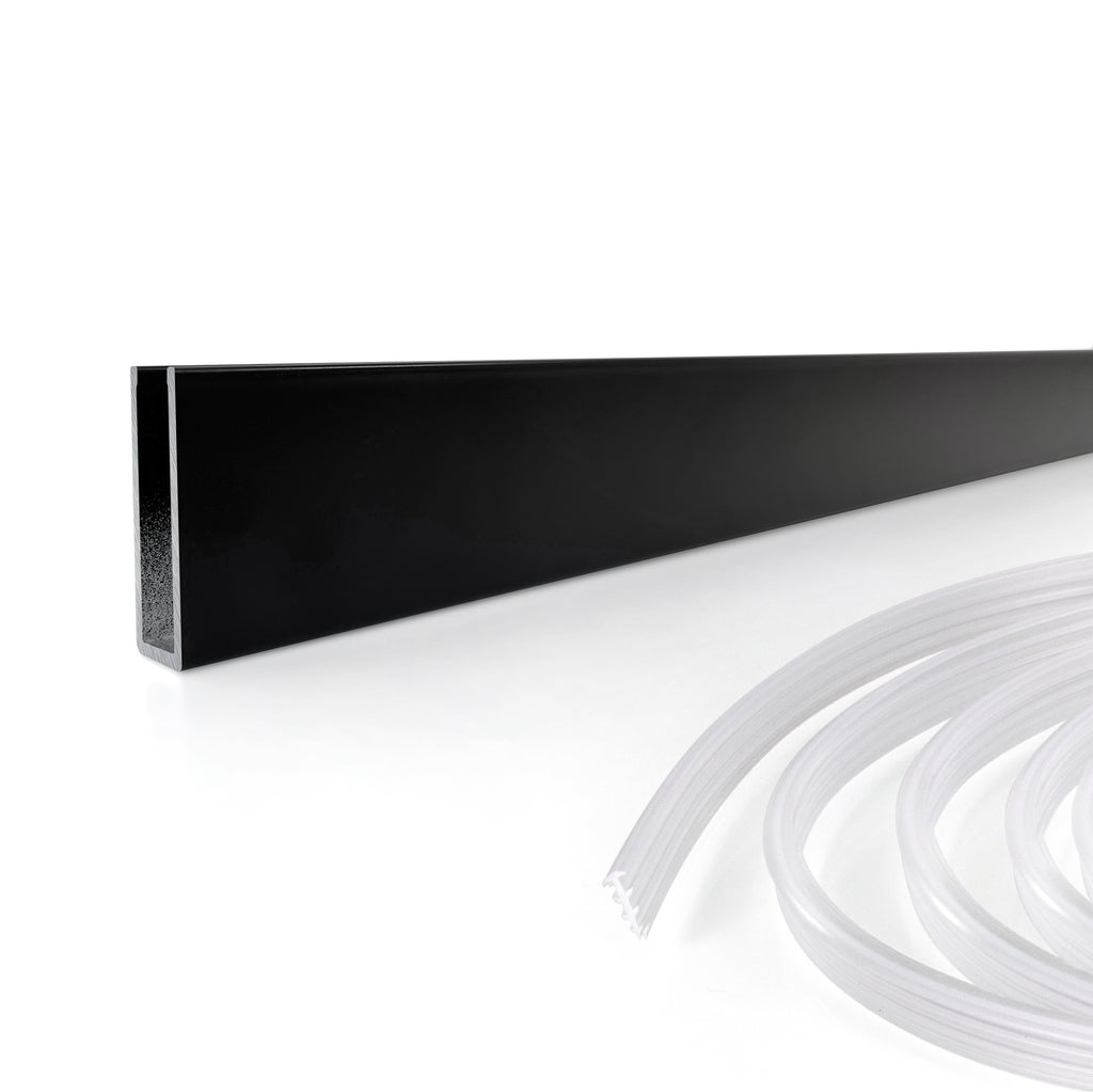 Perfil de pared de aluminio negro para panel de ducha Walk-In 8 o 10 mm