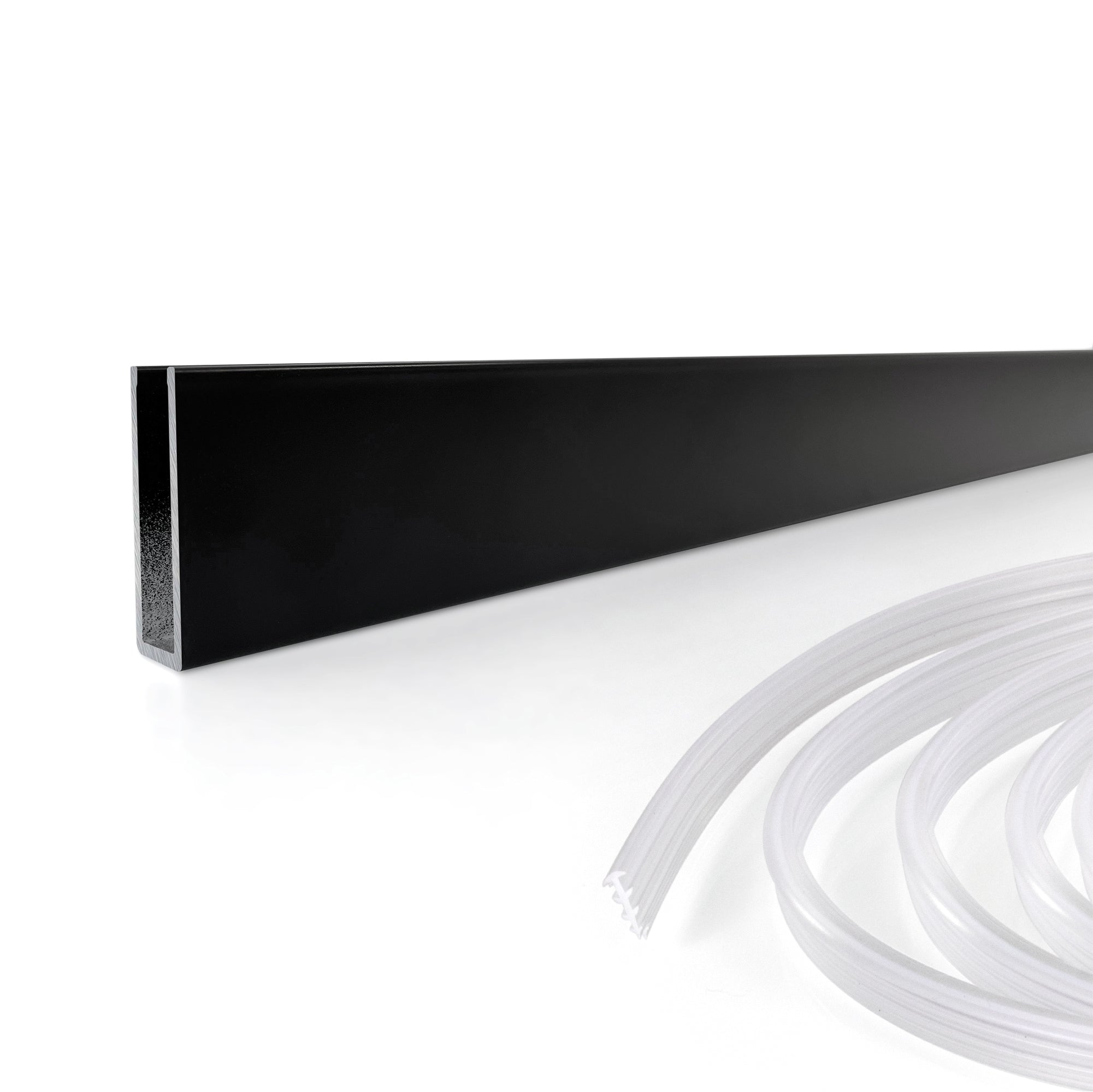 Perfil de pared de aluminio negro para panel de ducha Walk-In 8 o 10 mm