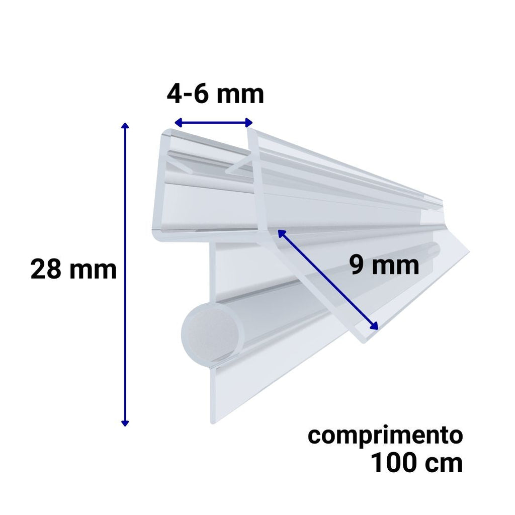 Junta de estanqueidad para puerta de ducha | 100 cm, goma flexible, compatible con vidrio de 4-6 mm
