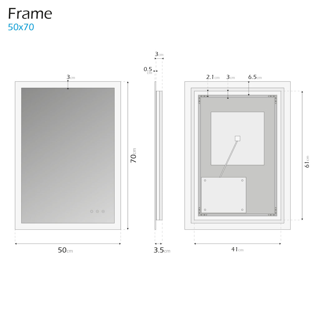 FRAME - Specchio da bagno rettangolare con illuminazione LED