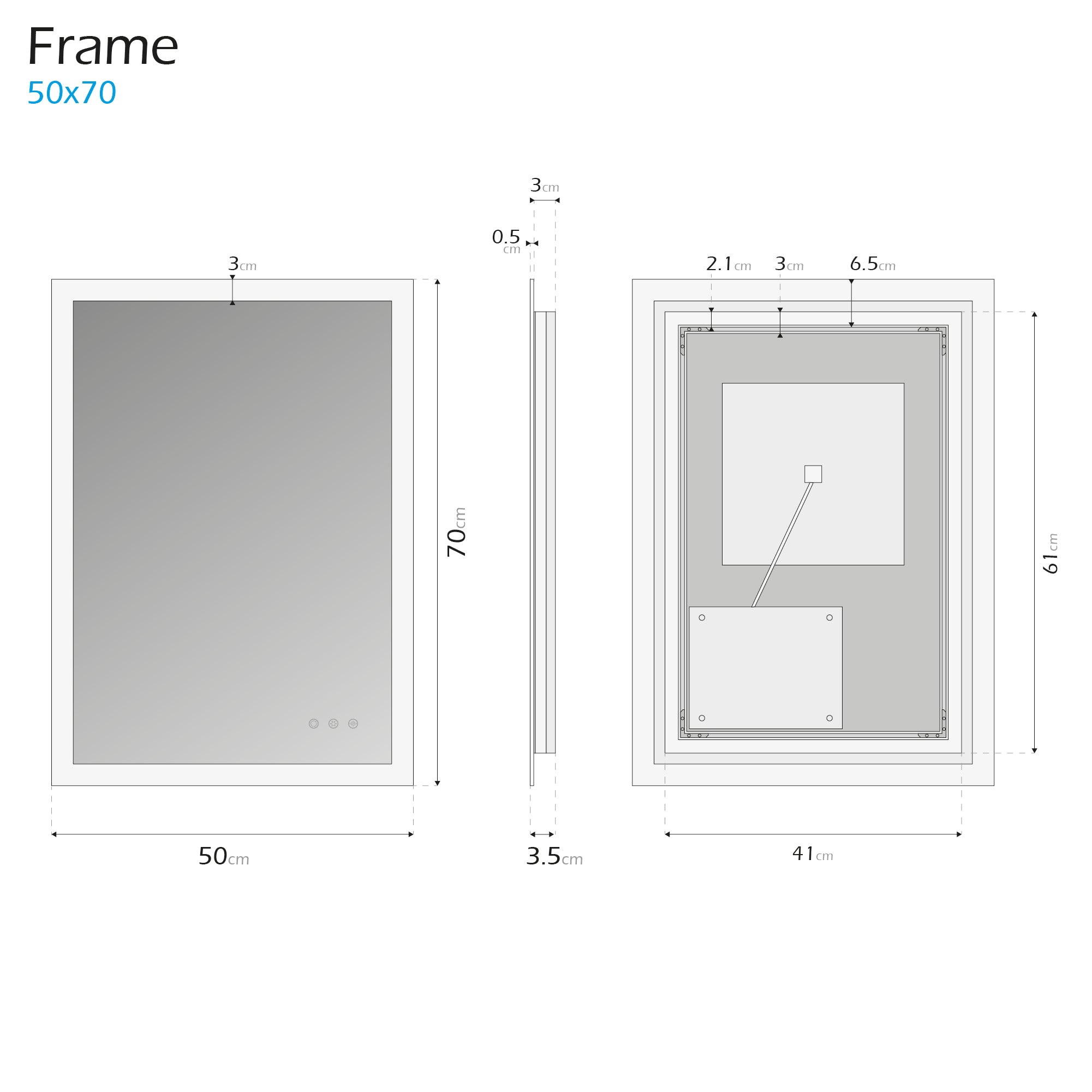 FRAME - Specchio da bagno rettangolare con illuminazione LED