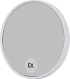 Specchio da trucco con ingrandimento 5X e 10X, specchio portatile rotondo 9x9 cm, senza luce, con 2 ventose, bianco