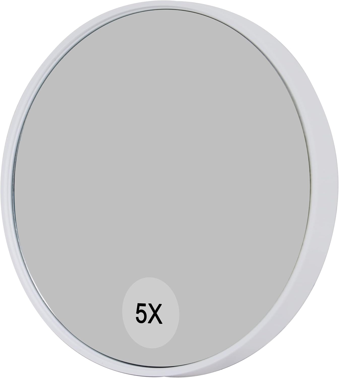 Specchio da trucco con ingrandimento 5X e 10X, specchio portatile rotondo 9x9 cm, senza luce, con 2 ventose, bianco
