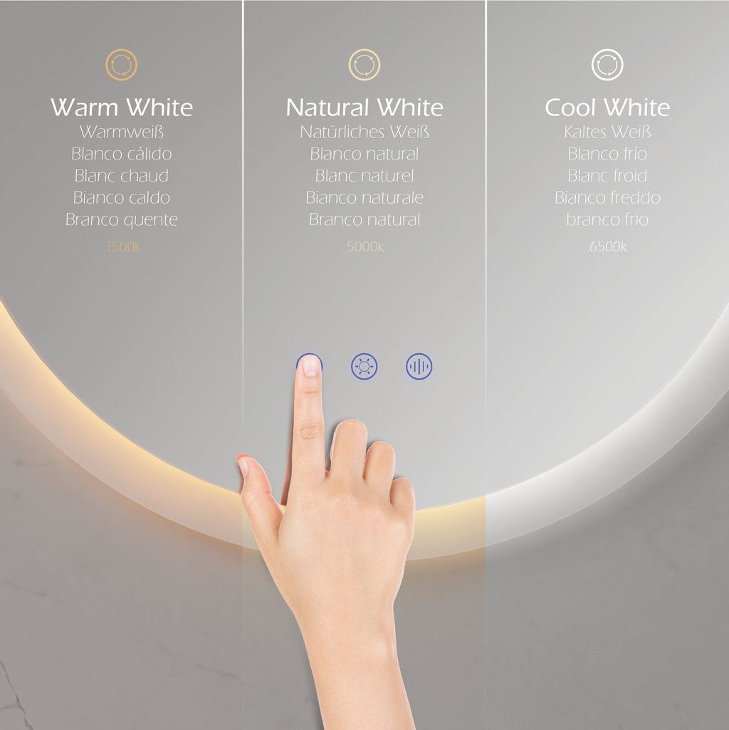 RADIUS - Specchio da bagno rotondo con illuminazione LED