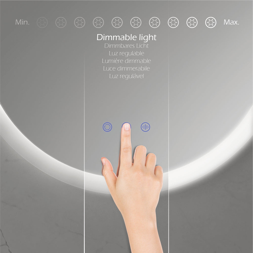 RADIUS - Specchio da bagno rotondo con illuminazione LED