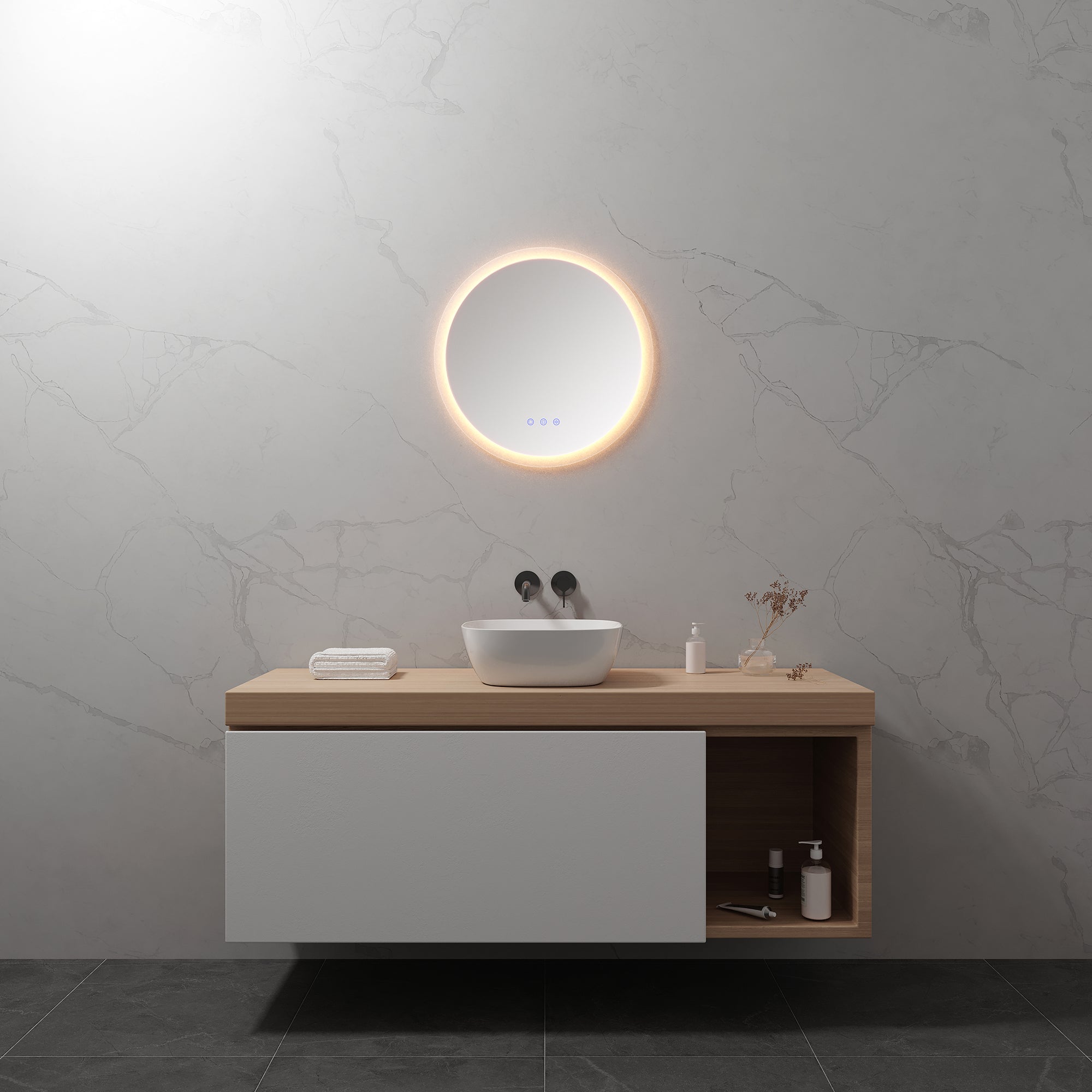 RADIUS - Specchio da bagno rotondo con illuminazione LED