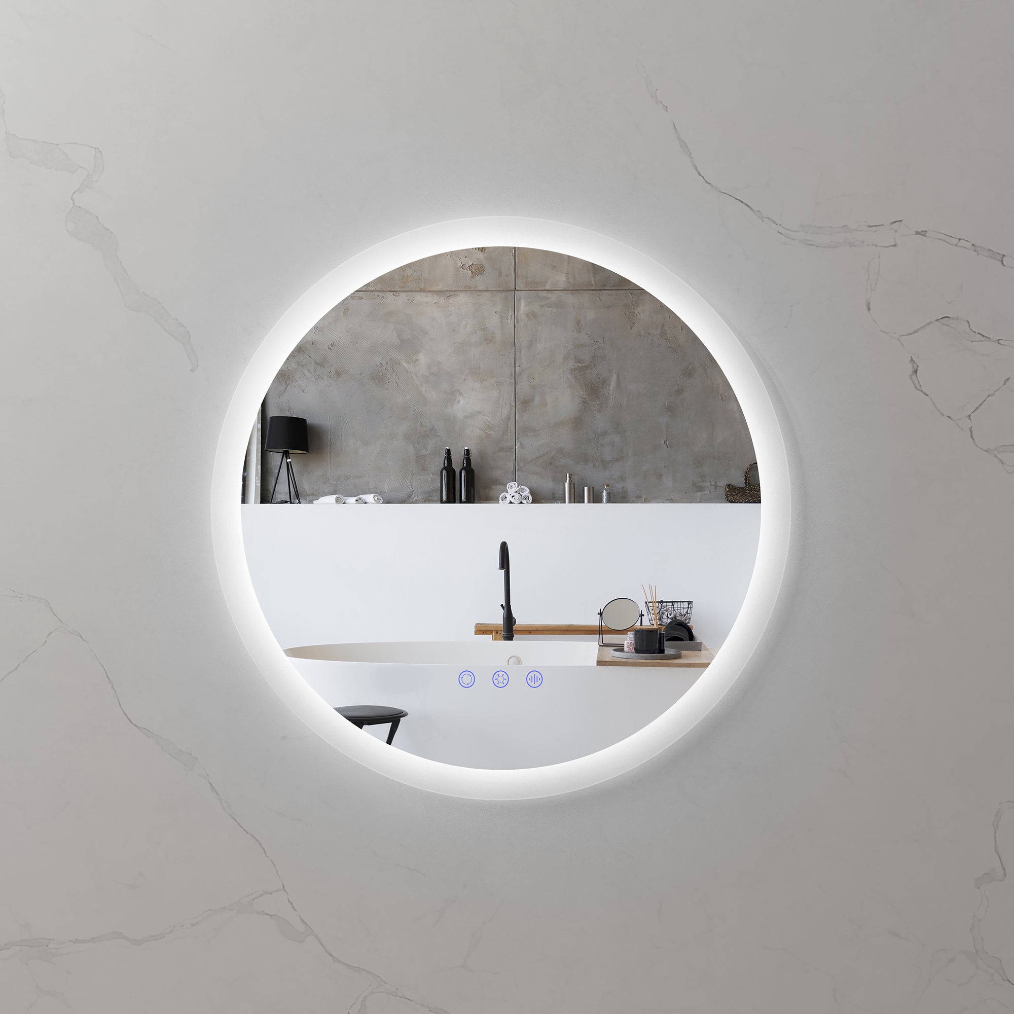 RADIUS - Specchio da bagno rotondo con illuminazione LED