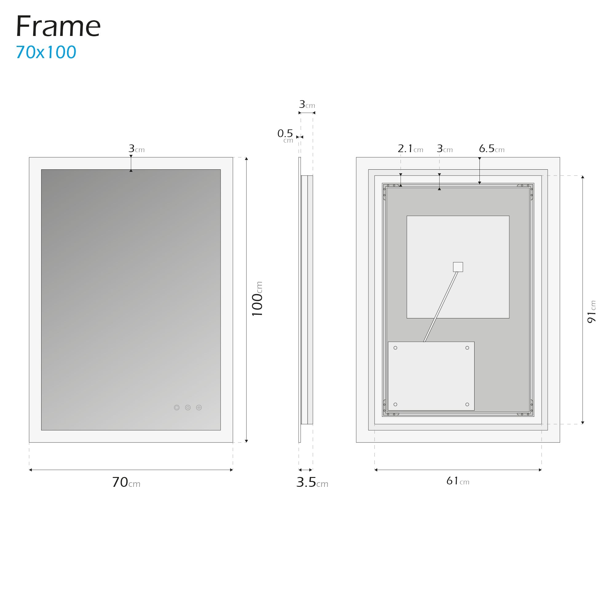 FRAME - Specchio da bagno rettangolare con illuminazione LED