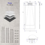 POLAR - Piatto doccia grigio antiscivolo, resistente, durevole e facile da pulire - Incl. sifone
