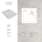 SHIMMER - Plato de ducha blanco Smooth acrílico, textura lisa, extraplano 5 cm, sifón y válvula incluidos