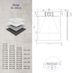 POLAR - Piatto doccia grigio antiscivolo, resistente, durevole e facile da pulire - Incl. sifone