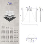 POLAR - Piatto doccia grigio antiscivolo, resistente, durevole e facile da pulire - Incl. sifone
