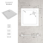 SHIMMER - Plato de ducha blanco Smooth acrílico, textura lisa, extraplano 5 cm, sifón y válvula incluidos