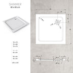 SHIMMER - Piatto doccia bianco Stone acrilico, texture pietra, ultrasottile 5 cm, sifone e valvola inclusi
