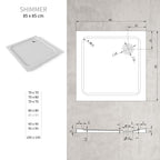 SHIMMER - Plato de ducha blanco Smooth acrílico, textura lisa, extraplano 5 cm, sifón y válvula incluidos