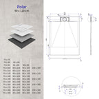 POLAR - Piatto doccia grigio antiscivolo, resistente, durevole e facile da pulire - Incl. sifone
